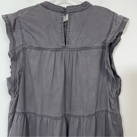 Anthropologie Dark Gray Jenee Tiered Tunic Dress L Large Summer Swing Pockets - Picture 7 of 16